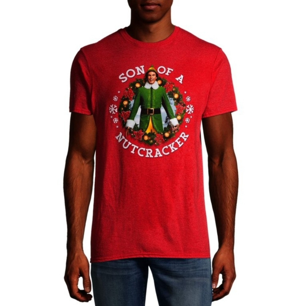 Elf Son of a Nutcracker Holiday Christmas Men's Graphic T-shirt Size Large
